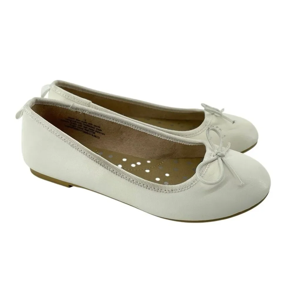 Cat & Jack Girls White Ballet Flats Memory Foam Dress Shoes Size 13